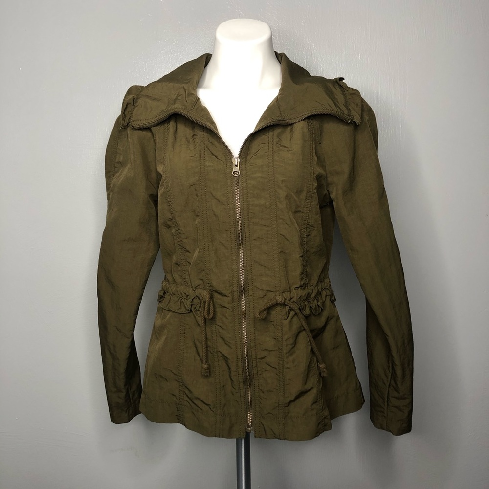 LOFT green water resistant utility ruffle jacket S - Picture 1 of 8